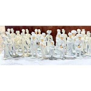 Vintage Victorian‎ Village People Miniature Lead Metal Figures White Lot of 24
